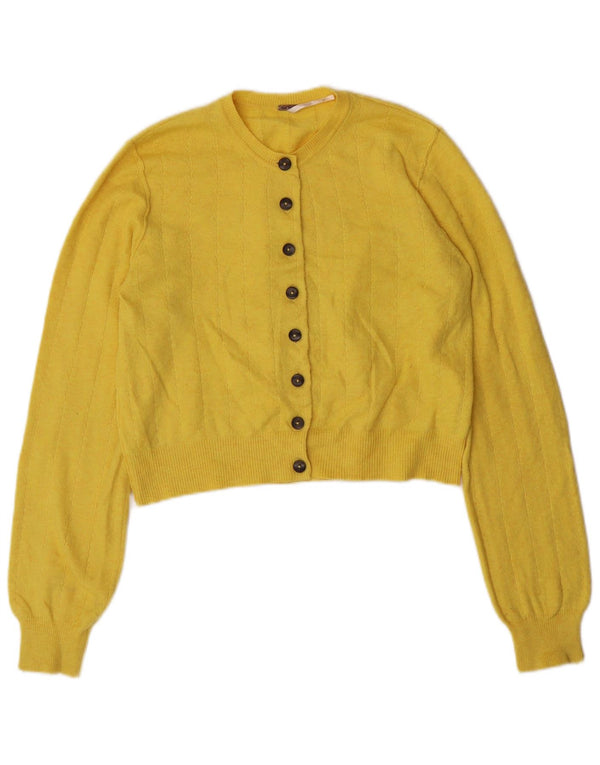 Suéter feminino PEPE Jeans Crop Cardigan UK 10 poliéster amarelo pequeno