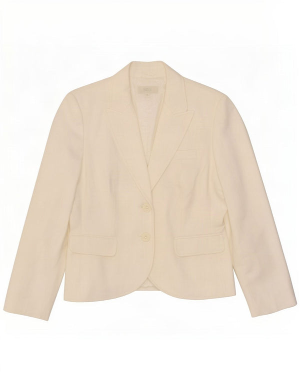 Jaqueta blazer feminina de 2 botões Marks & Spencer Reino Unido 14 poliéster branco médio