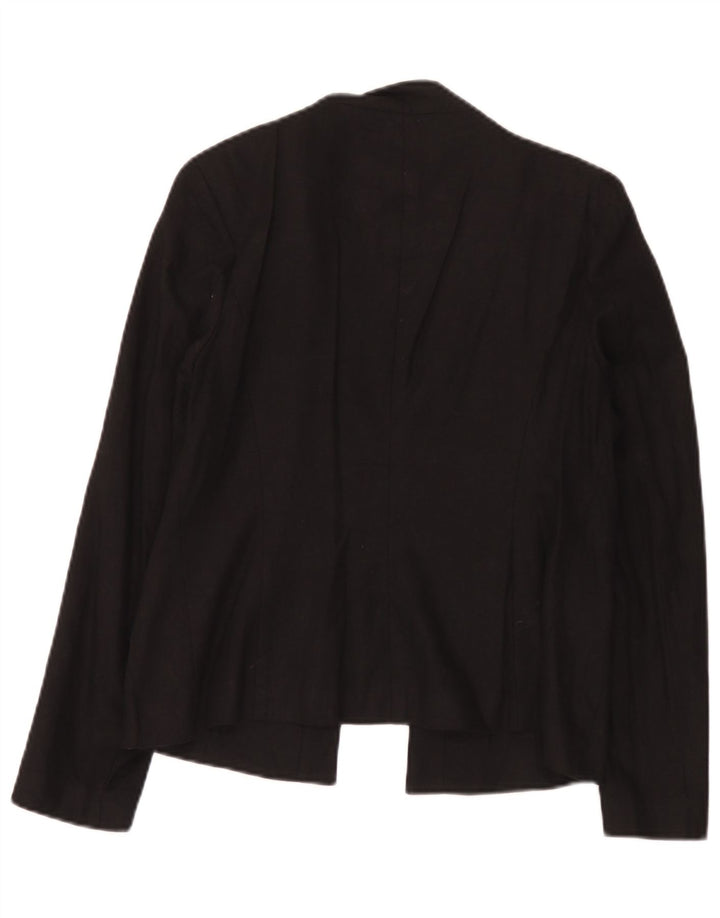 Jaqueta blazer aberta feminina da Marks & Spencer Reino Unido 12 linho preto médio
