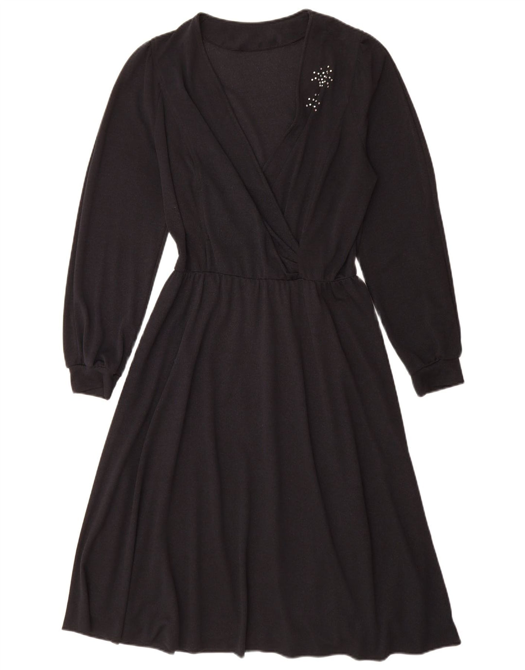 Vestido feminino vintage de manga comprida UK 14 médio preto
