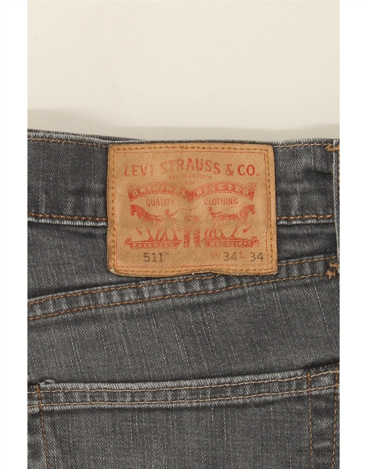 Calça Jeans Levis 511 Slim Masculina W34 L30 Cinza Algodão