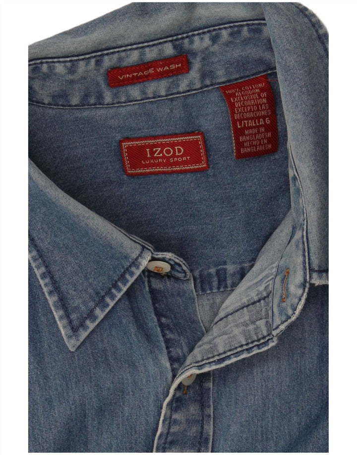 Camisa jeans masculina Izod grande algodão azul
