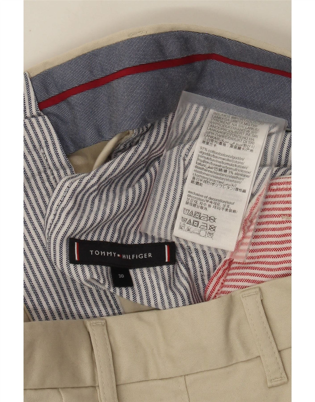 Shorts Chino Masculino Tommy Hilfiger W30 Algodão Bege Médio