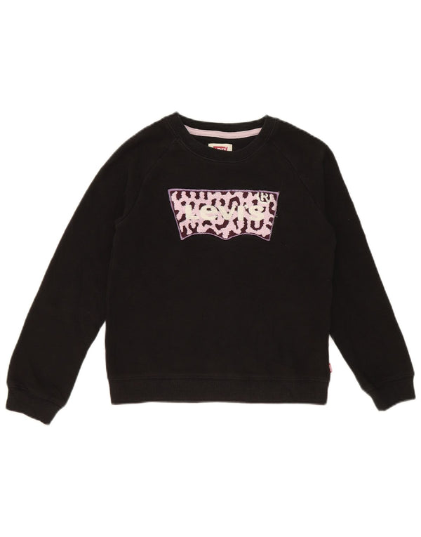 Levi's Girls Graphic Moletom Jumper 7-8 Anos Preto Animal Print Algodão