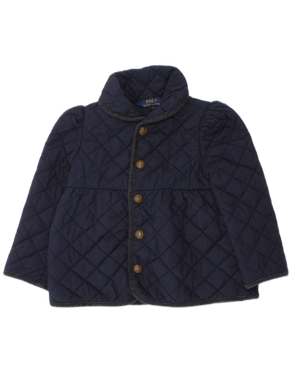 Jaqueta acolchoada Polo Ralph Lauren para meninas 2-3 anos azul marinho poliéster
