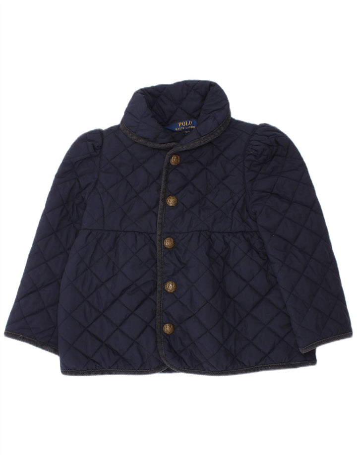 Jaqueta acolchoada Polo Ralph Lauren para meninas 2-3 anos azul marinho poliéster