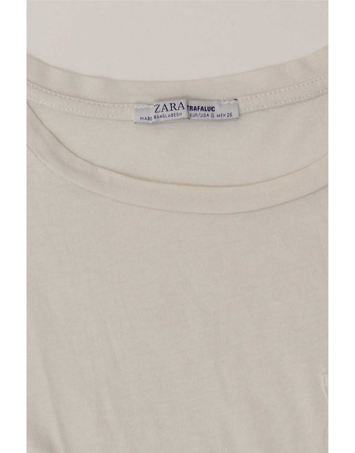 Camiseta feminina Zara Top UK 10 pequena branca