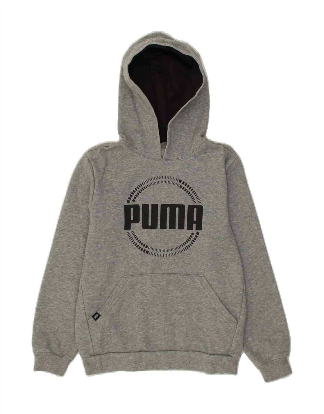 PUMA Boys Graphic Hoodie Jumper 11-12 Years Grey Cotton Vintage Puma and Second-Hand Puma from Messina Hembry 