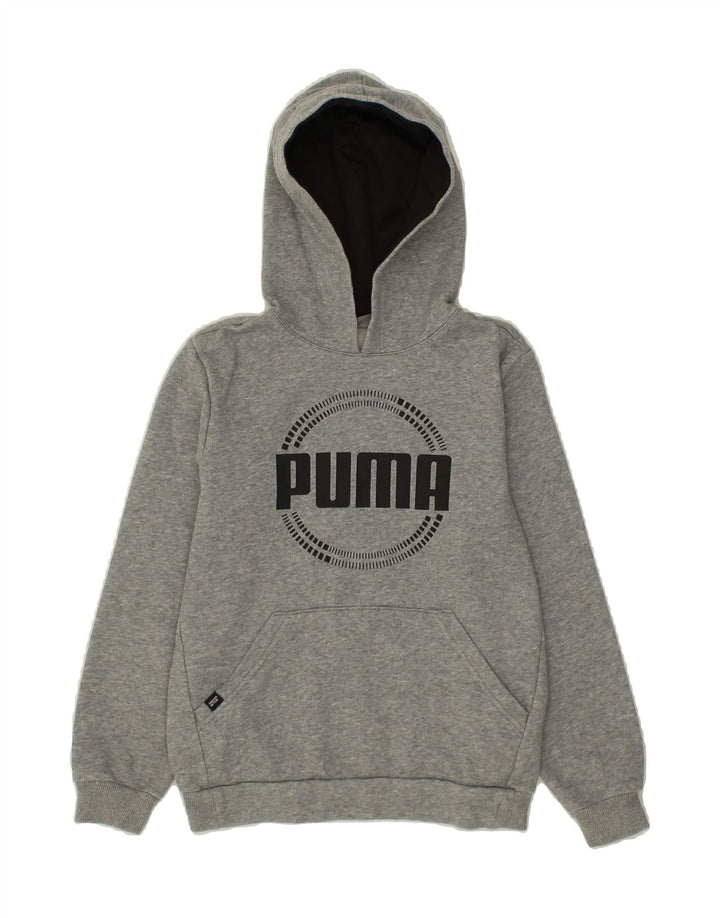 PUMA Boys Graphic Hoodie Jumper 11-12 Years Grey Cotton Vintage Puma and Second-Hand Puma from Messina Hembry 