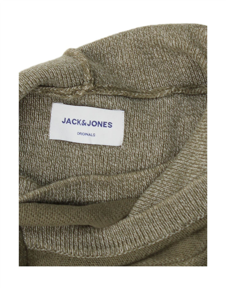 JACK & JONES Suéter masculino de algodão verde médio