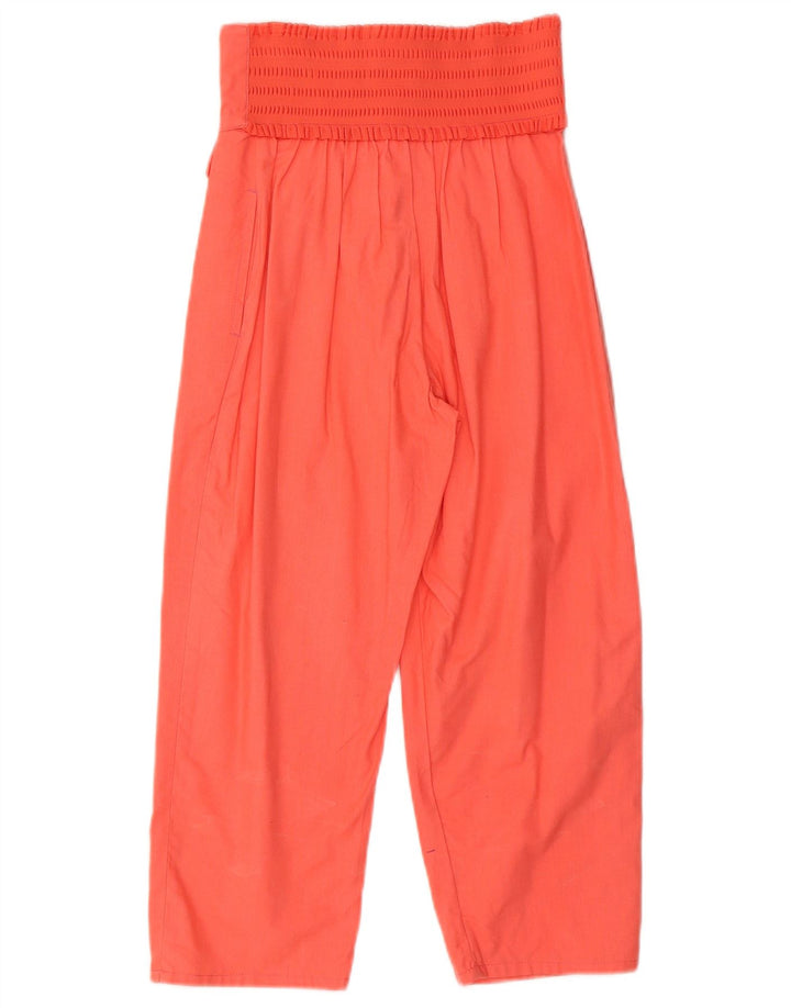 Calça feminina VINTAGE com perna larga e cintura alta W25 L21 algodão laranja