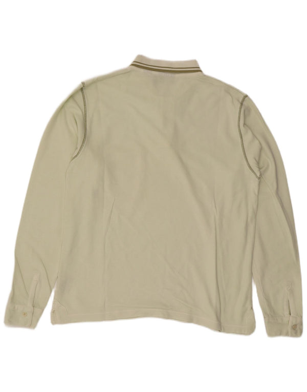 Camisa polo masculina de manga comprida Timberland grande algodão listrado verde