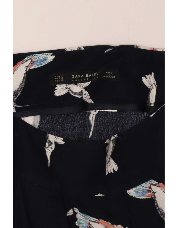 Shorts feminino Zara com estampa gráfica casual médio W28 azul marinho
