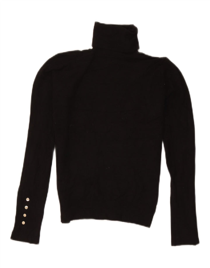 Suéter feminino Zara com gola redonda e viscose preta pequena Reino Unido 10