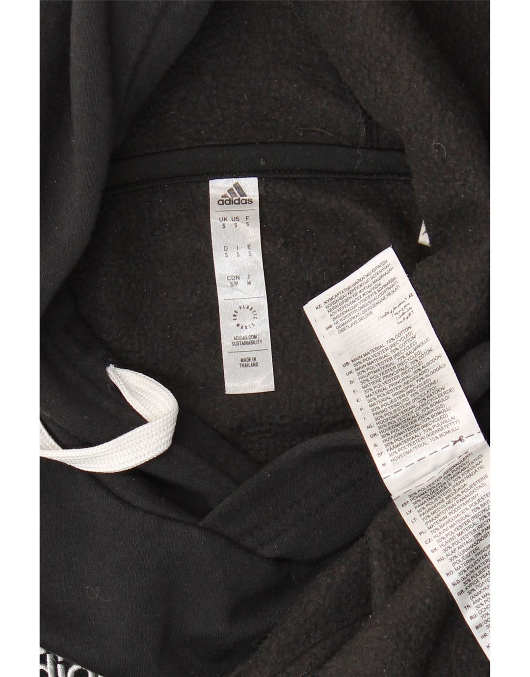 ADIDAS Mens Hoodie Jumper Pequeno Algodão Preto