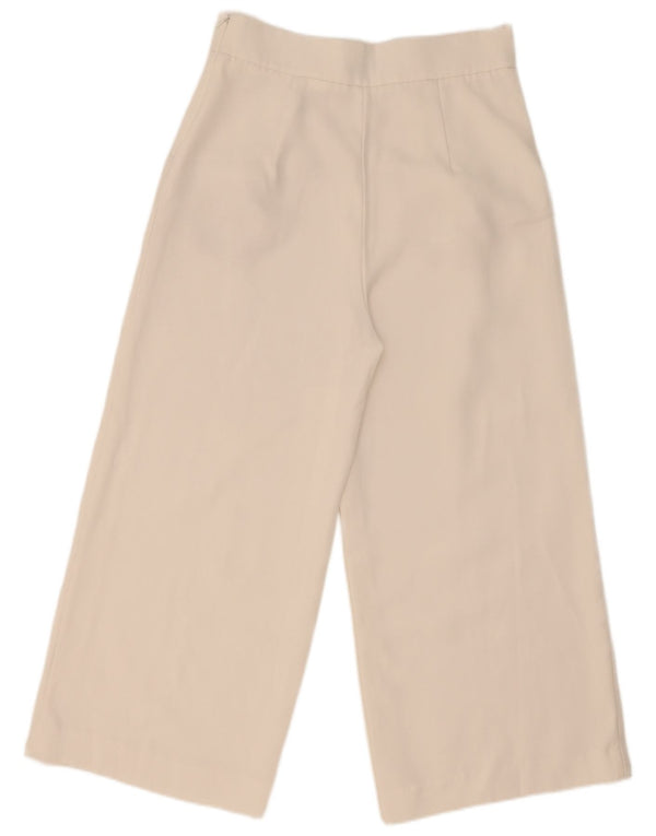 Calça feminina Zara cintura alta perna larga cortada pequena W26 L23 branca