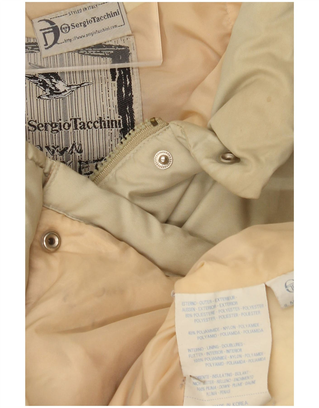 Jaqueta acolchoada feminina Sergio Tacchini UK 18 XL poliéster bege