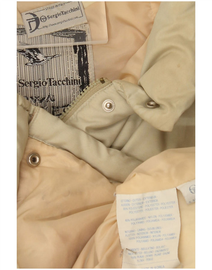 Jaqueta acolchoada feminina Sergio Tacchini UK 18 XL poliéster bege