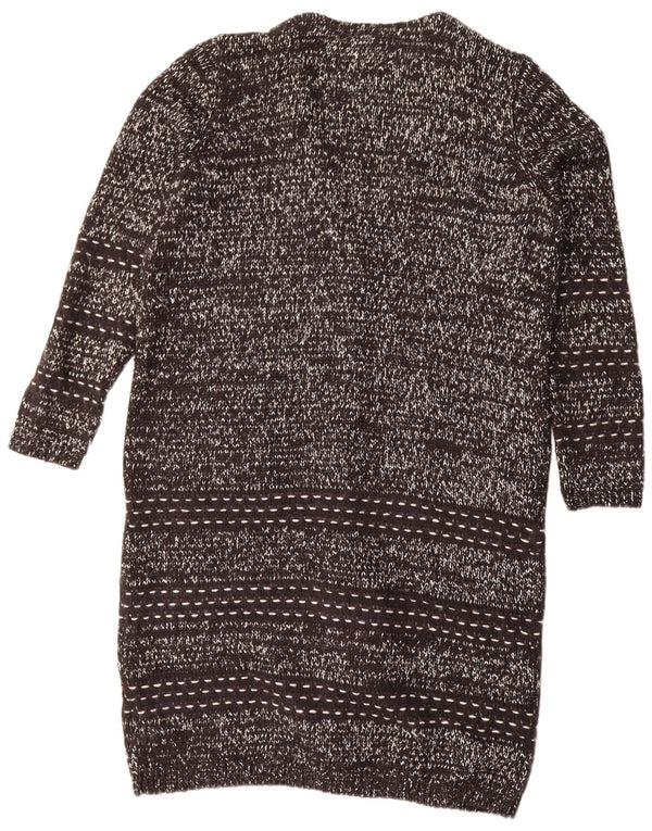 Suéter cardigã feminino Longline Marks & Spencer Reino Unido 16 grande preto manchado