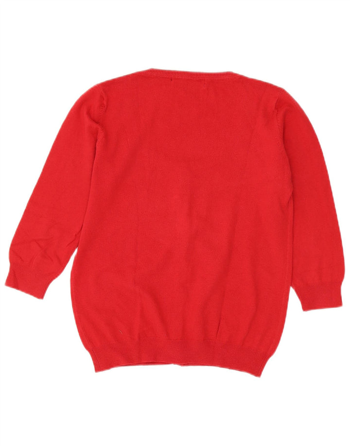 Suéter cardigã feminino Zara manga 3/4 UK 12 vermelho médio