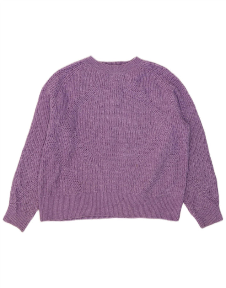 Suéter feminino Marks & Spencer com gola redonda Reino Unido 14 acrílico roxo médio