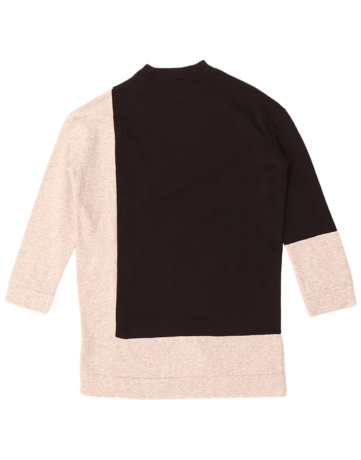 Zara moletom feminino oversized jumper UK 10 pequeno bloco colorido preto