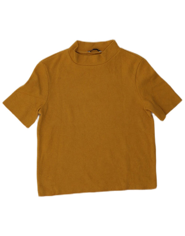 Zara Womens Crop T-Shirt Top UK 10 Pequeno Amarelo