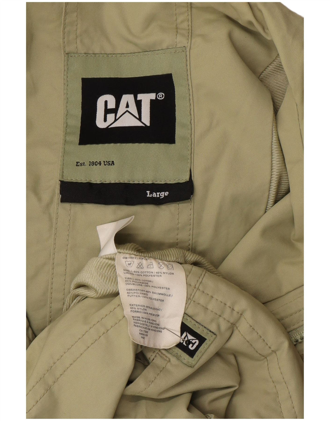 Jaqueta anorak masculina com capuz CAT Reino Unido 40 algodão cáqui grande