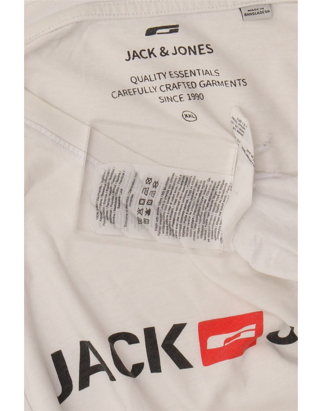 Camiseta gráfica masculina JACK & JONES 2XL algodão branco