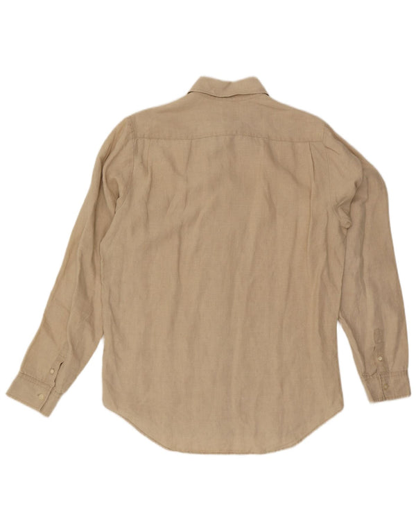 Calvin Klein Jeans Camisa masculina linho bege médio