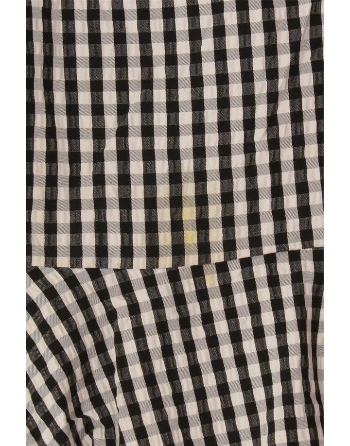 Saia feminina Marks & Spencer com babados UK 16 grande W34 preta gingham viscose