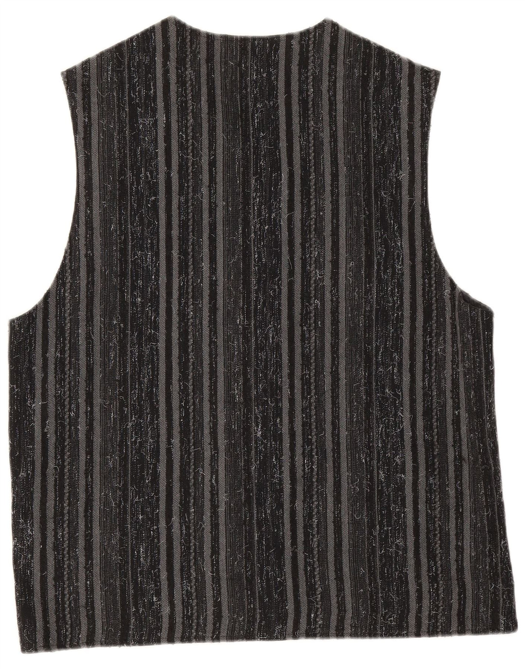Colete masculino vintage de poliéster listrado preto médio