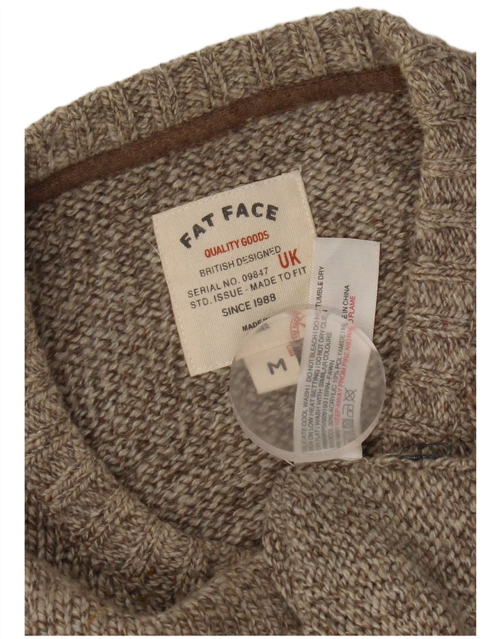 Suéter masculino Fat Face com gola redonda e lã manchada cinza médio