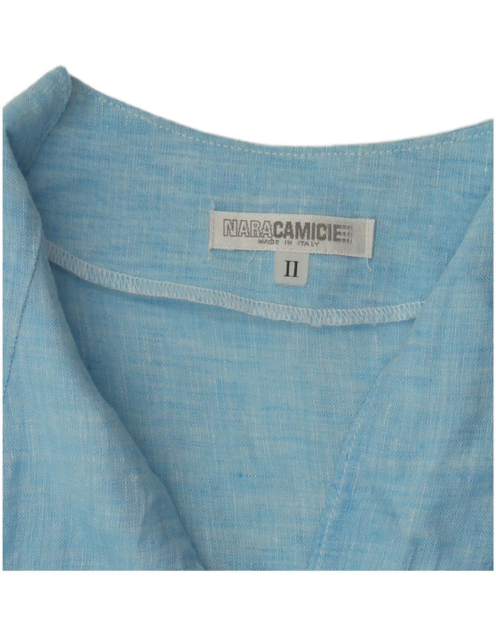 Camisa feminina manga 3/4 Naracamicee UK 12 azul médio