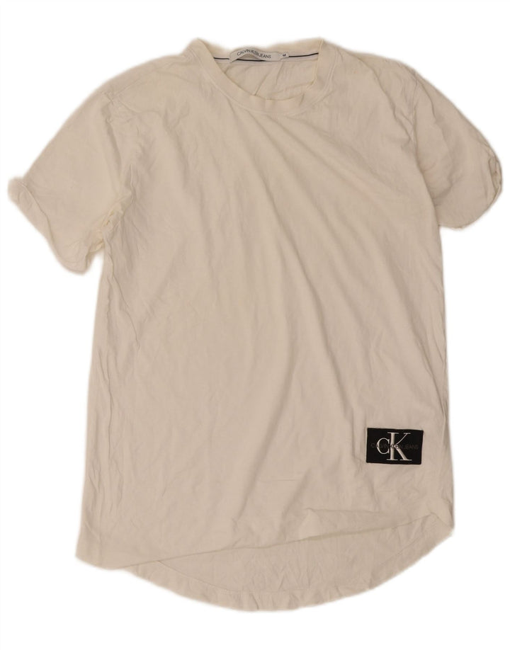 Camiseta masculina Calvin Klein de algodão branco médio