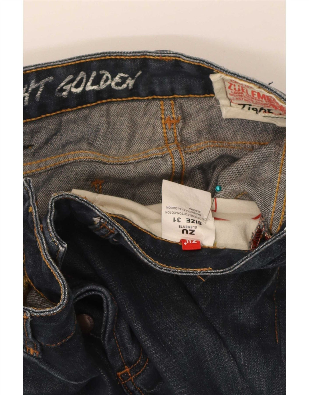 Jeans retos masculinos Zu Elements W31 L31 azul marinho algodão