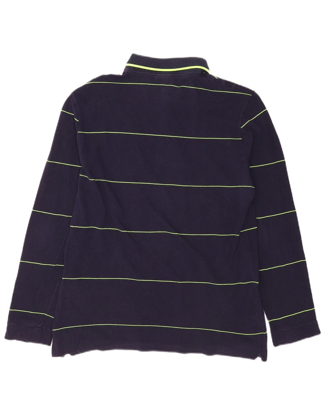 Camisa polo masculina de manga comprida LACOSTE tamanho 4 médio algodão listrado azul marinho