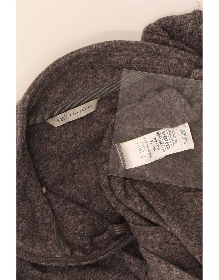 Jaqueta de lã feminina Marks & Spencer Reino Unido 16 grande poliéster cinza