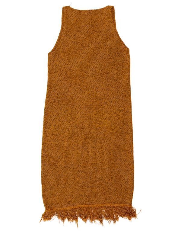 Vestido jumper feminino sem mangas Zara Reino Unido 10 pequeno marrom manchado