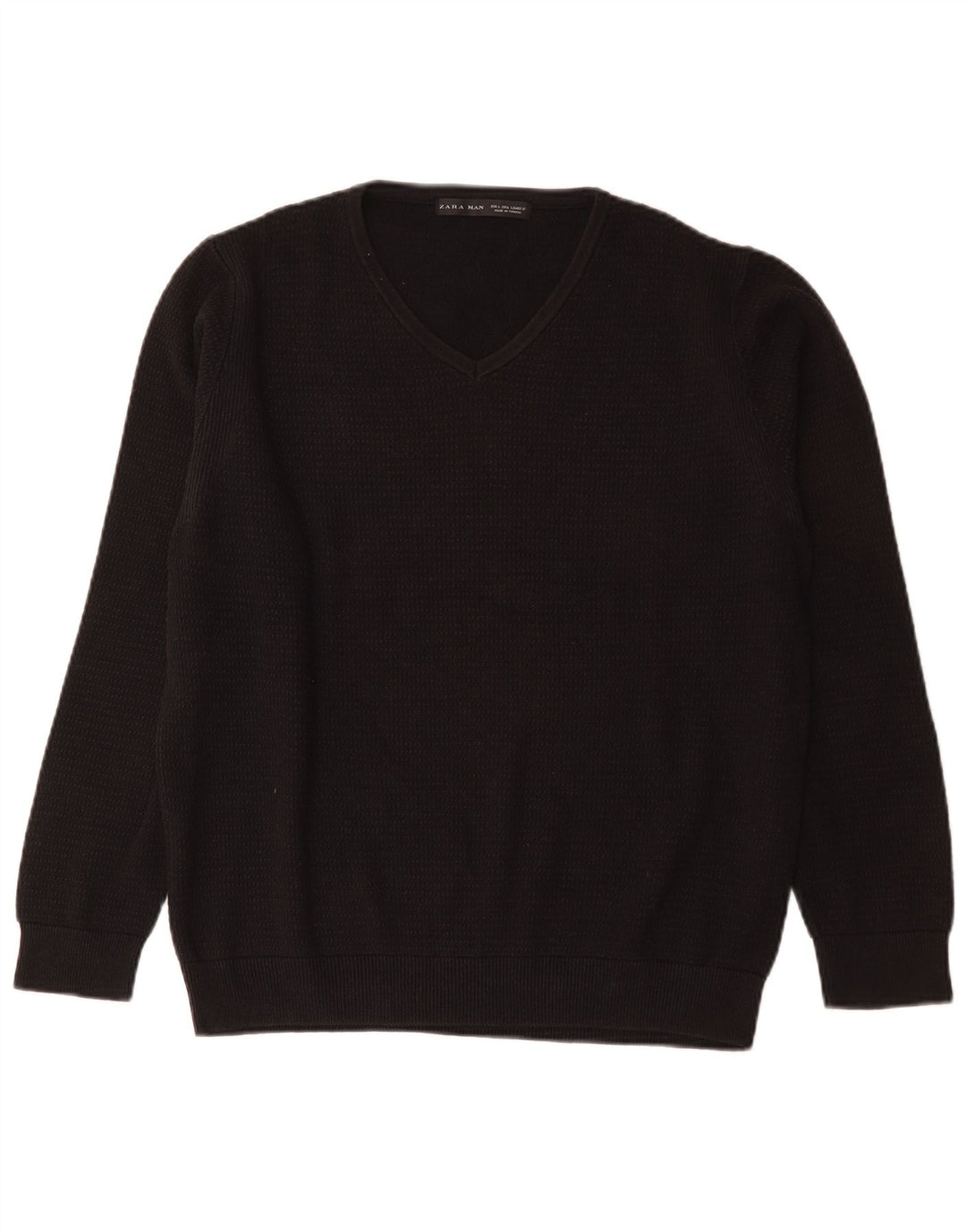 Suéter masculino Zara com decote em V grande algodão preto