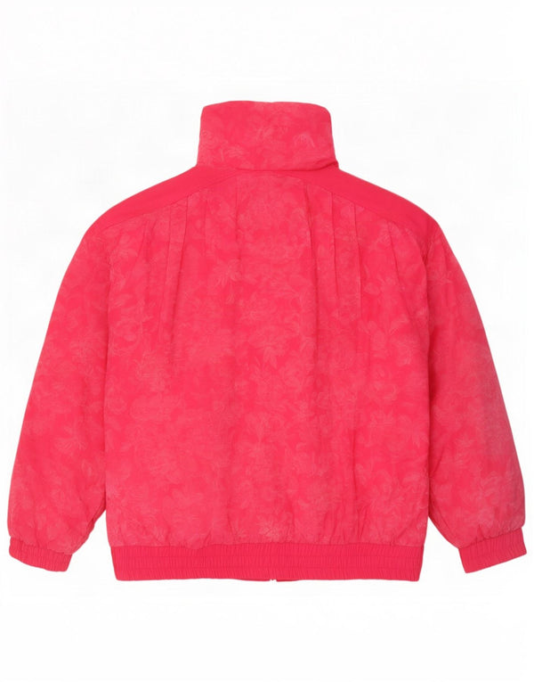 Jaqueta acolchoada superdimensionada feminina vintage IT 46 grande algodão floral rosa