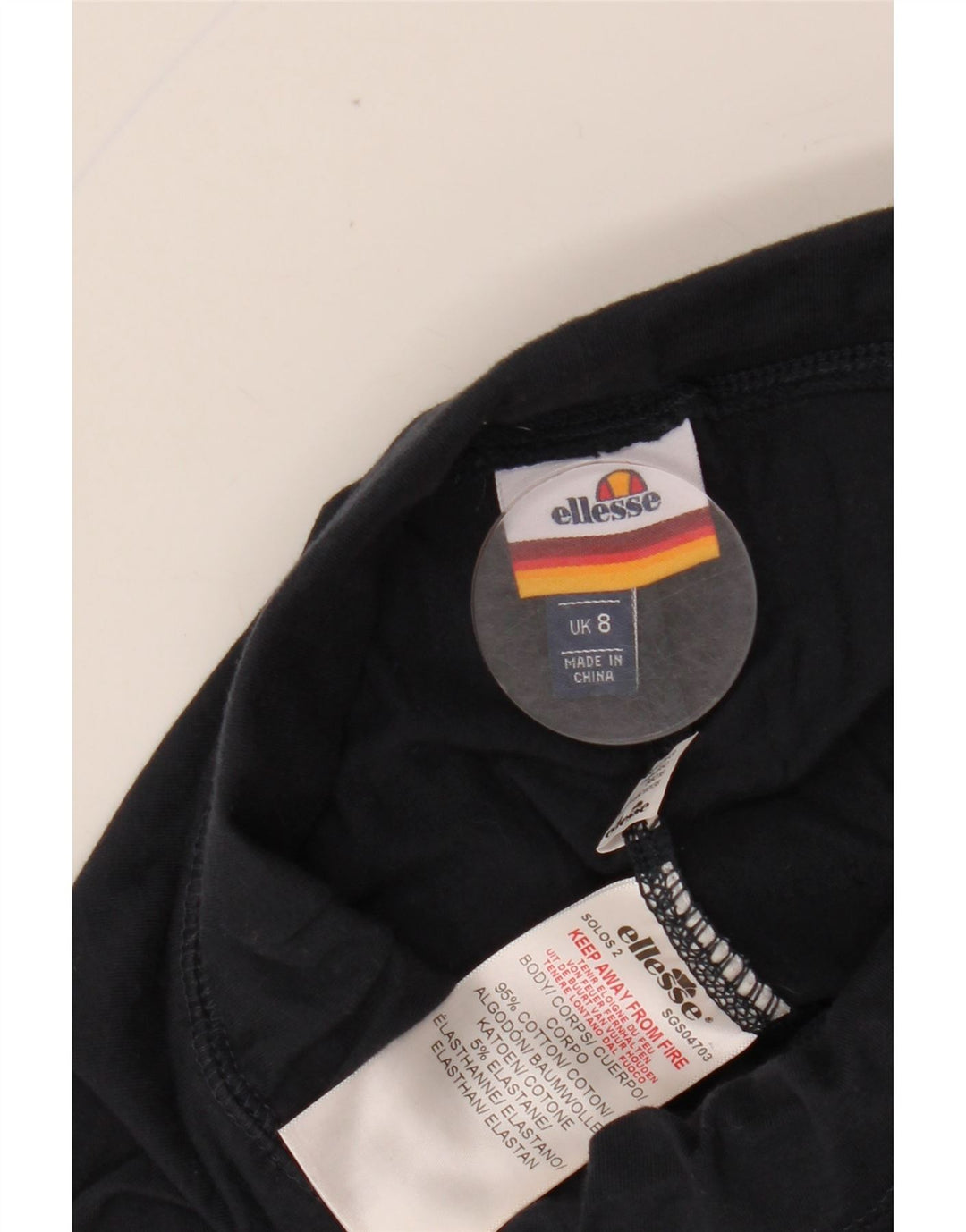 Leggings femininas ELLESSE com estampa gráfica UK 8 pequeno algodão azul marinho