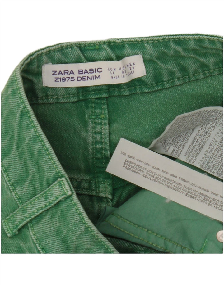 Shorts jeans feminino Zara EU 34 2XS W24 algodão verde