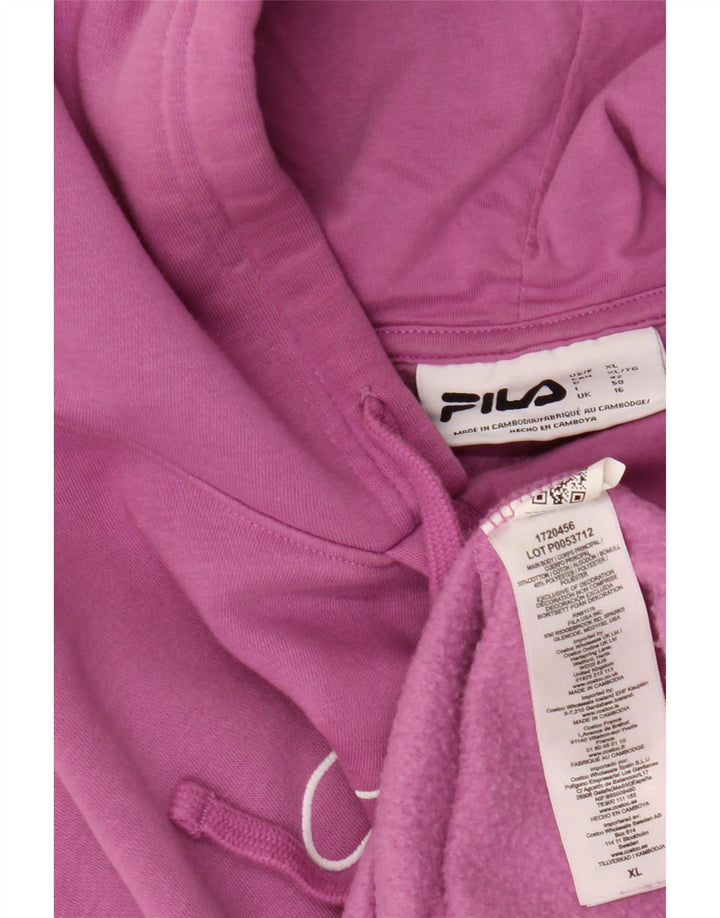 Pulôver feminino com capuz gráfico oversized FILA Reino Unido 16 grande algodão roxo
