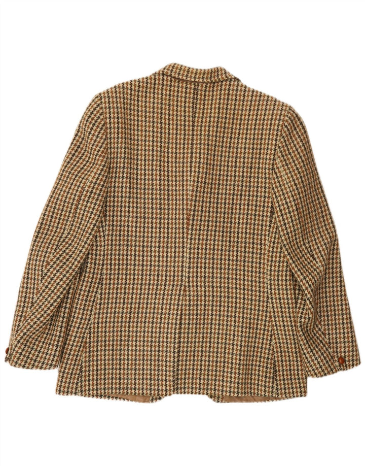 Jaqueta blazer masculina de 3 botões Harris Tweed Reino Unido 36 pequena lã houndstooth verde