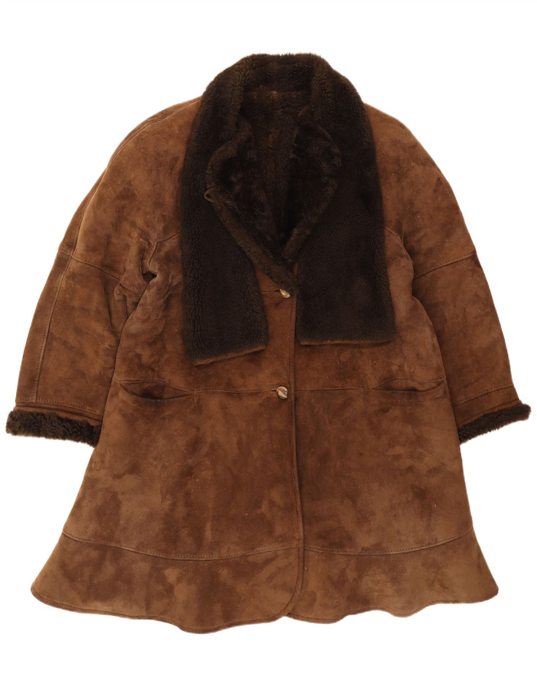 Casaco feminino vintage de corte solto IT 44 médio marrom shearling inverno