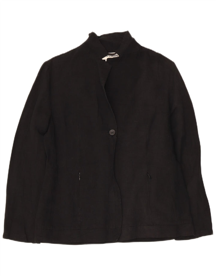 Jaqueta blazer feminina PIERRE CARDIN com 1 botão Reino Unido 12 linho preto médio