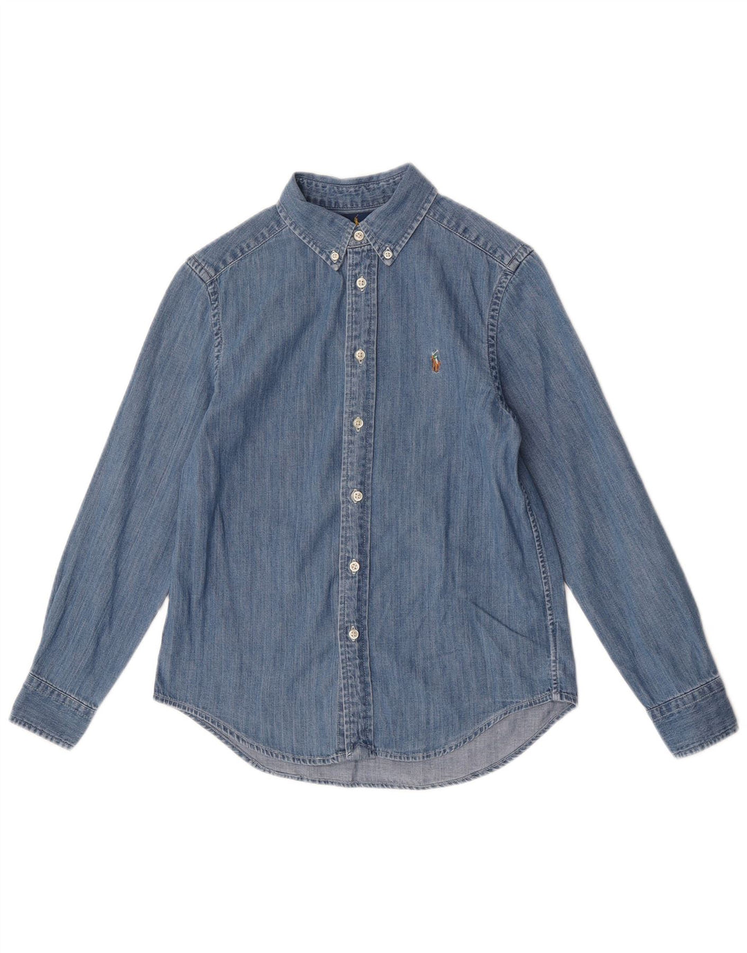 Ralph Lauren Camisa jeans masculina 10-11 anos algodão azul médio