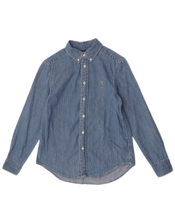 Ralph Lauren Camisa jeans masculina 10-11 anos algodão azul médio