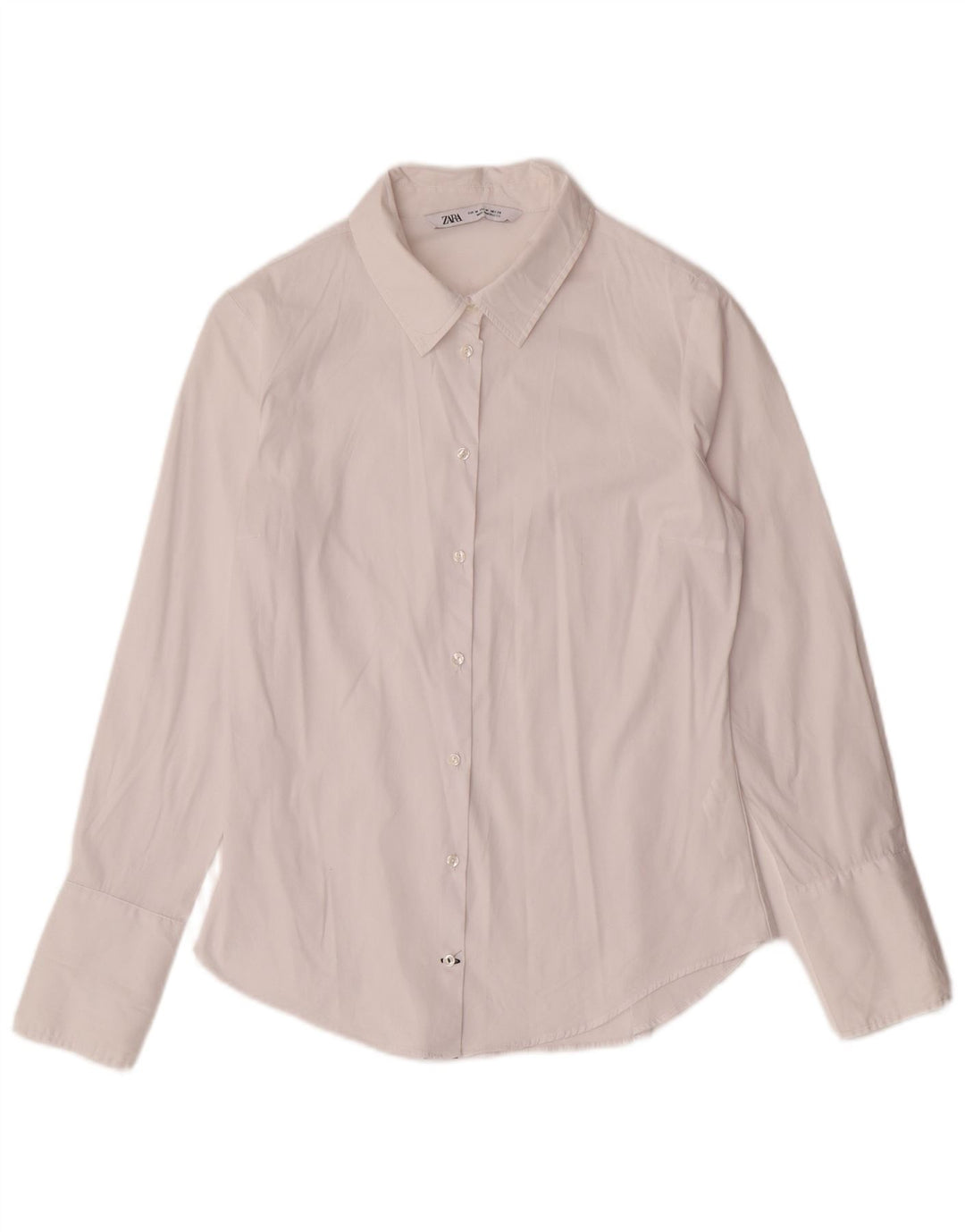 Camisa feminina ZARA UK 14 médio algodão branco clássico